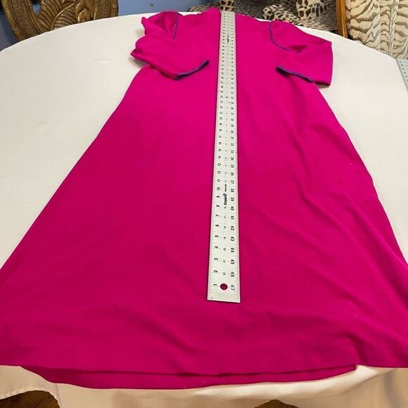 Vintage Vanity Fair Bright Fushia Embroidered Fleece House Coat Maxi Robe Small - Picture 9 of 9